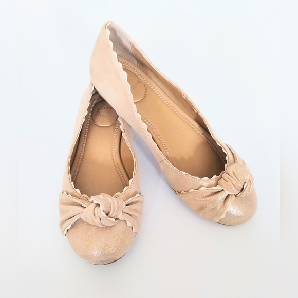 Jack Rogers Shoes - Jack Rogers Holly Gold Knot Scalloped Metallic Ballet Flats Size 6M